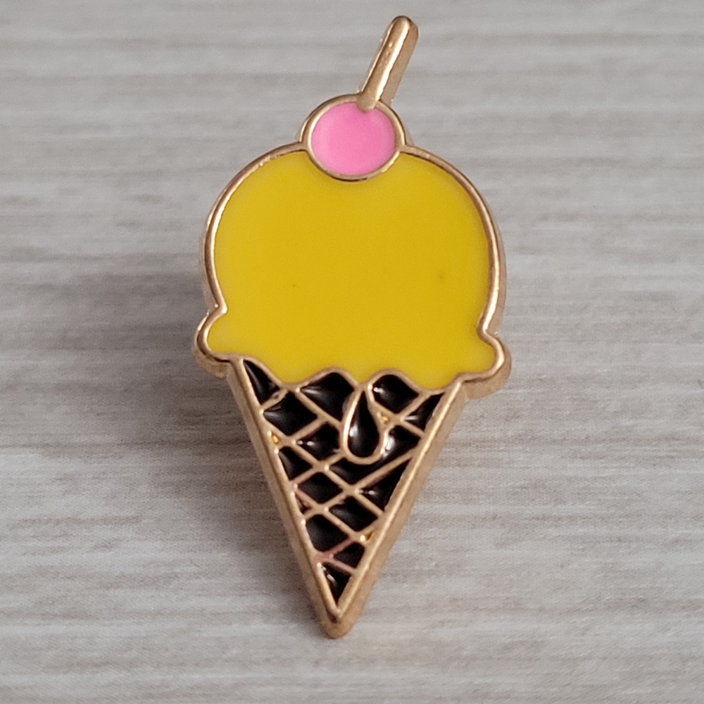 Ice Cream Cone With A Cherry On Top Enamel Pin